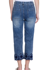 Tru Luxe Tru Luxe  Medium Wash  Denim Embroider Hem Crop  Jean