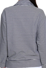 Tru Luxe Tru Luxe Navy/White Stripe 1/4 Zip Pull Over Top
