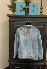 Tru Luxe Tru Luxe JM Light Wash Denim Blazer Embroidered Detail