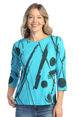Jess & Jane Jess & Jane Round Neck Teal Bimba 3/4 Sleeve