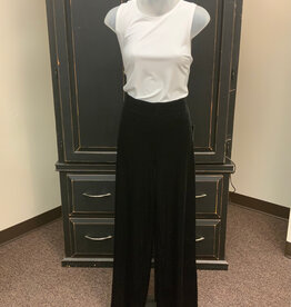 slimsations Slimsations Black Faux Velvet Pull On Wide Leg Pant AS