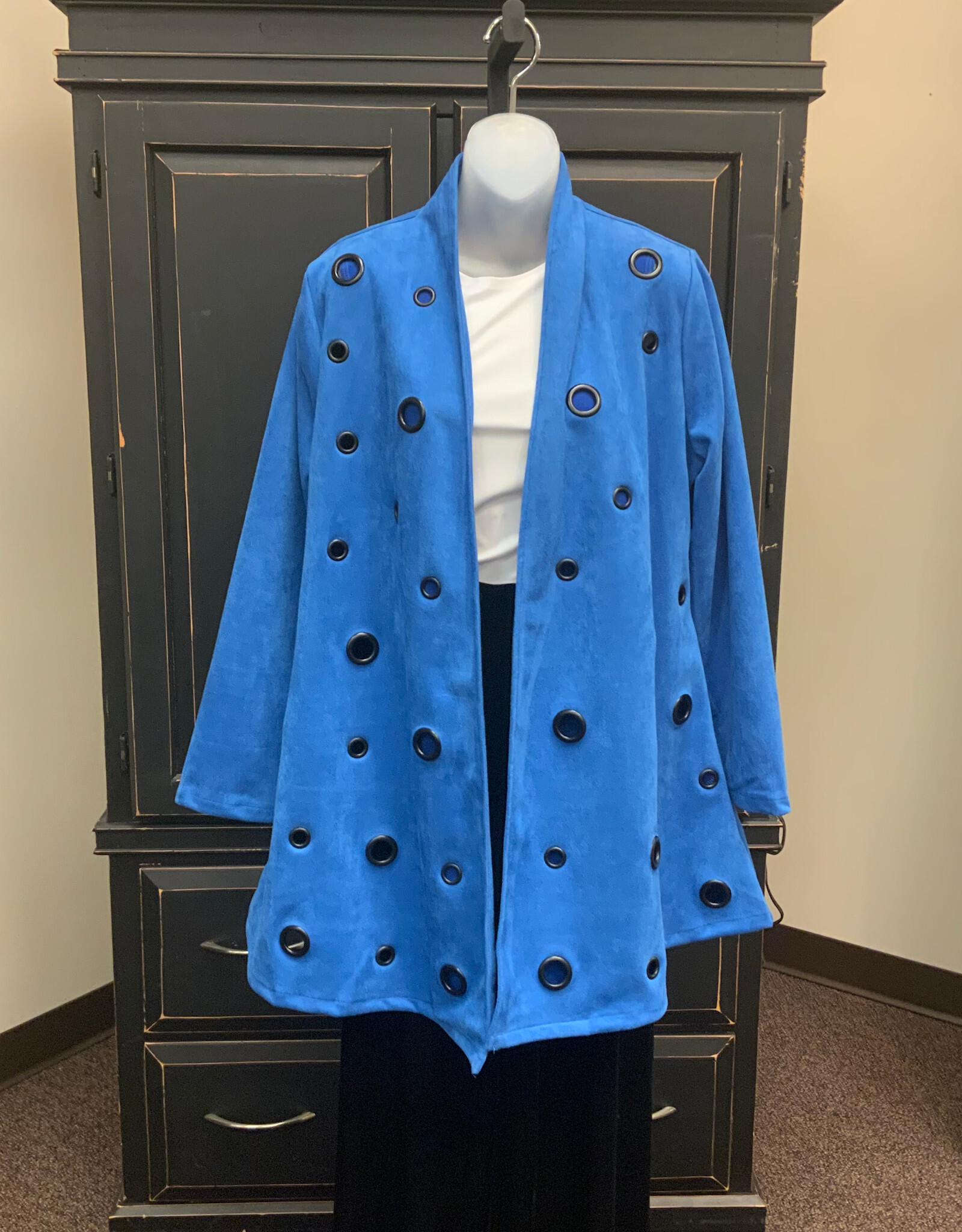 Radzoli SALE - was $162  Radzoli Aqua Blue w Grommet Detail Open Front Jacket HK