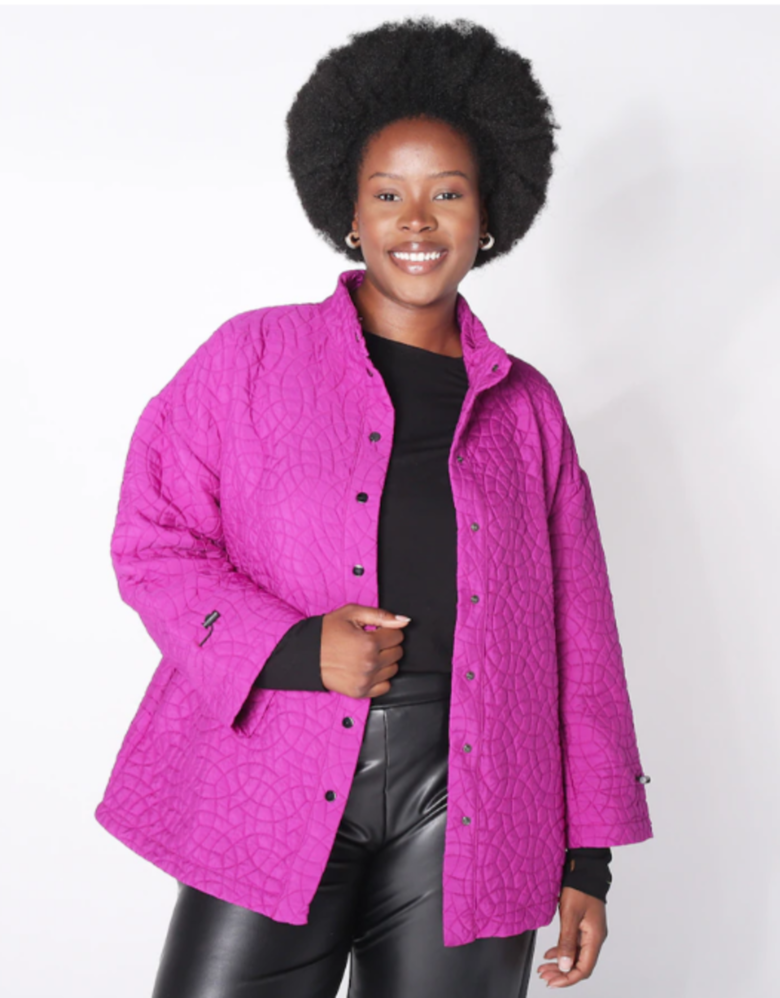 Shannon Passero Shannon Passero 1620 Fushia Textured Pattern Button-Up Jacket