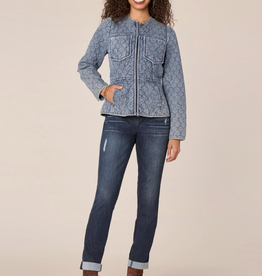 Shannon Passero Democracy B75669ULE Washed Denim Quilted Zip-Up Jacket CE