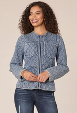 Shannon Passero Democracy B75669ULE Washed Denim Quilted Zip-Up Jacket CE