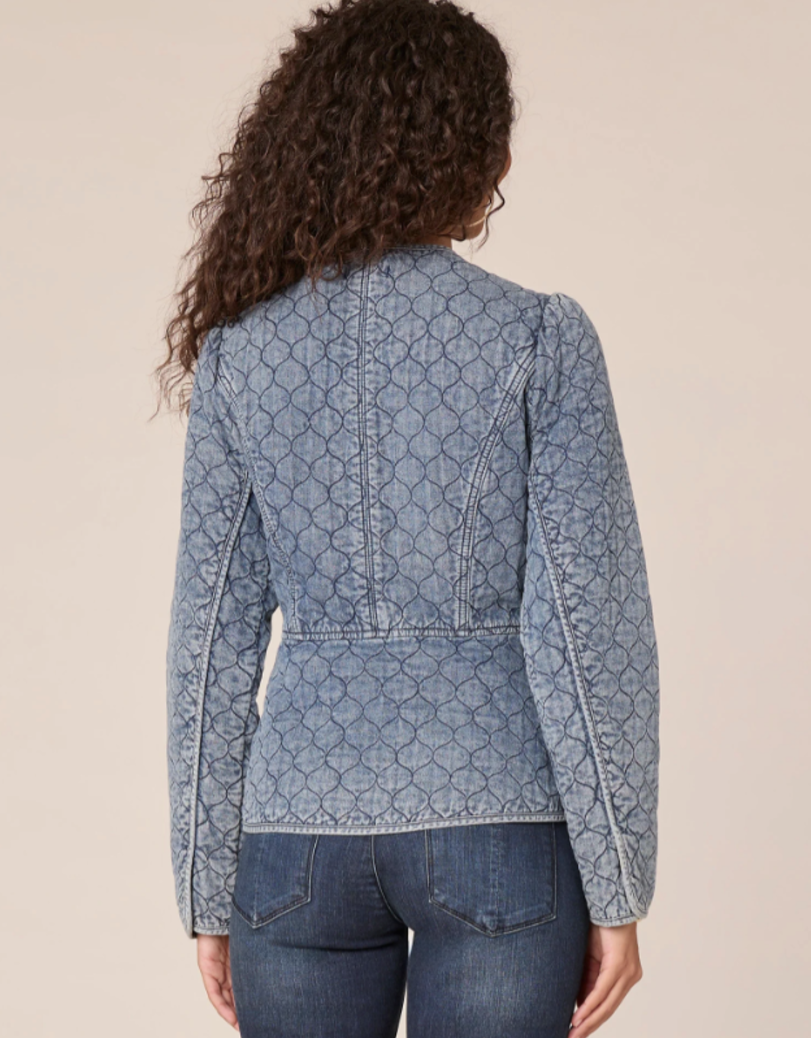 Shannon Passero Democracy B75669ULE Washed Denim Quilted Zip-Up Jacket CE