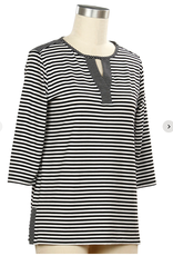 L.Hamrick Southern Lady 41B3 Black/White Stripe 3/4 Sleeve Top  LE