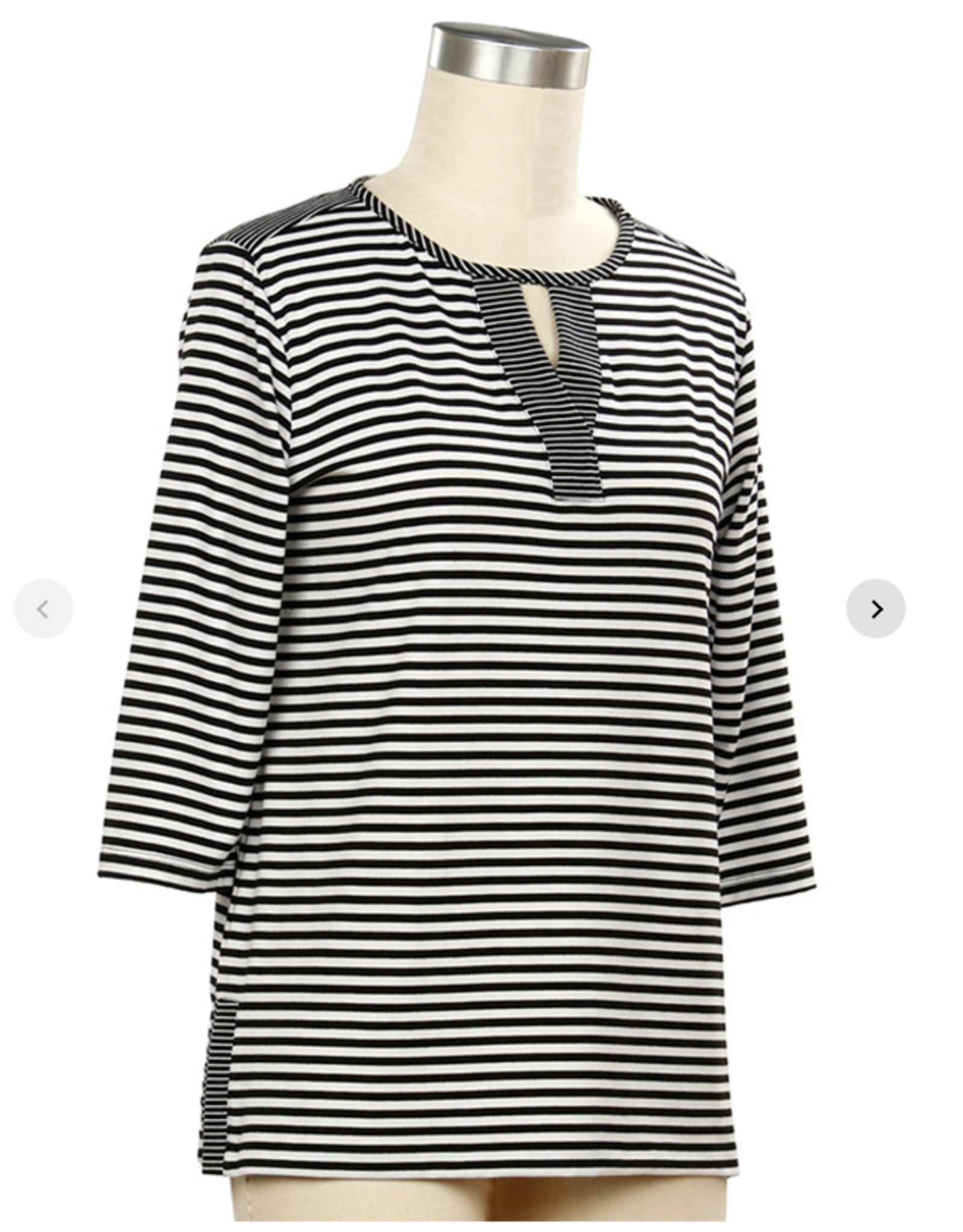 L.Hamrick Southern Lady 41B3 Black/White Stripe 3/4 Sleeve Top  LE