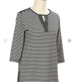 L.Hamrick Southern Lady 41B3 Black/White Stripe 3/4 Sleeve Top  LE