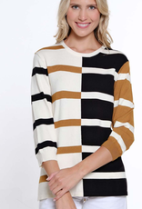 Multiples Multiples  Multi Color/Print Jewel Neck /4 Sleeve SWTR Top AL Multiples Multiples  Multi Color/Print Jewel Neck /4 Sleeve SWTR Top AL