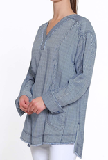 Tru Luxe Tru Luxe  Navy Stripe V-Neck long Sleeve Top CK