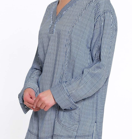 Tru Luxe Tru Luxe Navy Stripe V-Neck long Sleeve Top CK