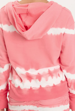 Wearables Wearables Pink/ White Tie Dye Hooded V-Neck Long Sleeve Sweatshirt CC