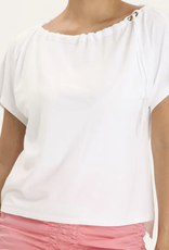 Wearables Wearables White  Boat Neck Short Sleeve Top LH