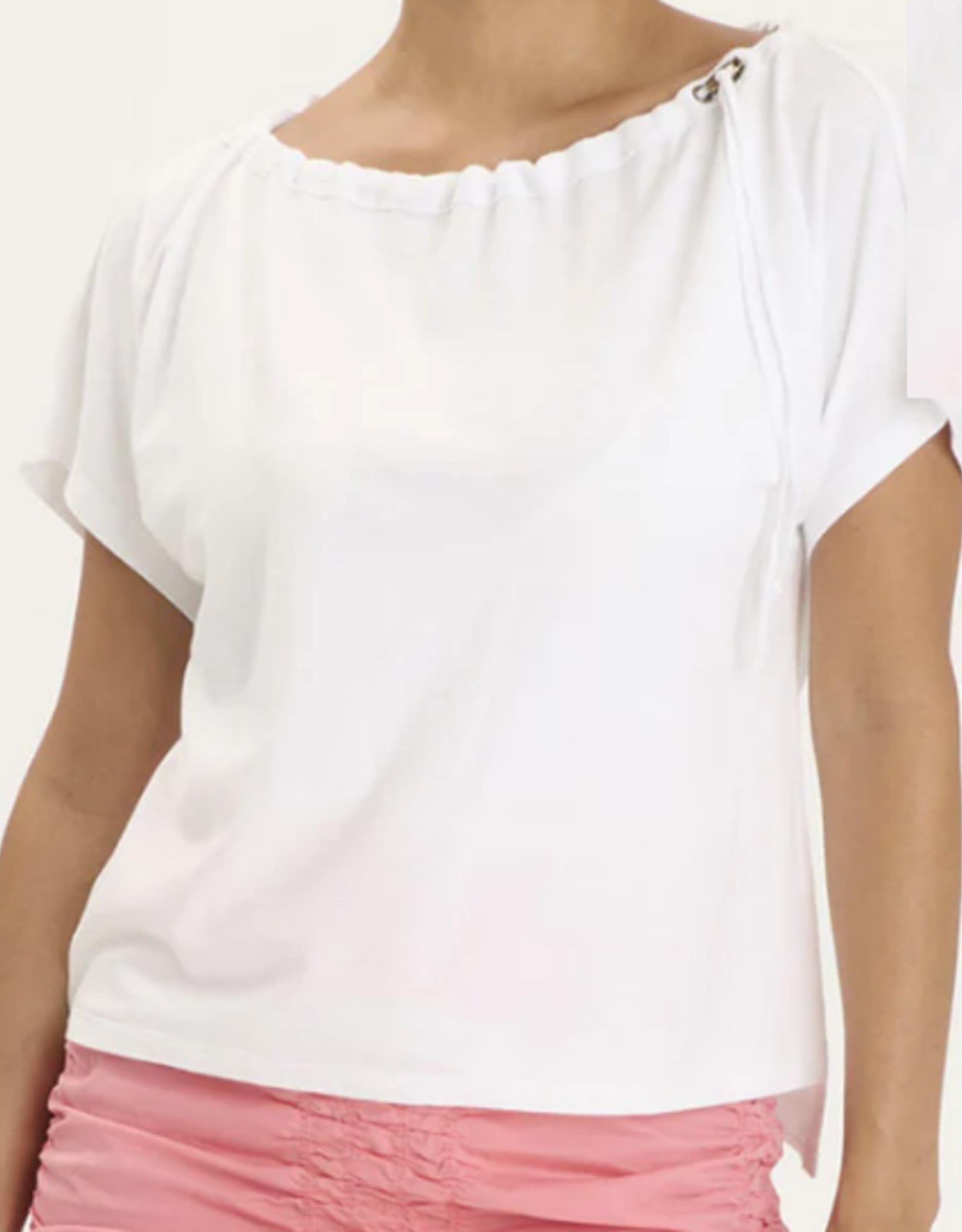 Wearables Wearables White  Boat Neck Short Sleeve Top LH