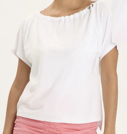 Wearables Wearables White  Boat Neck Short Sleeve Top LH