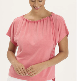 Wearables Wearables Salmon Pink  Boat Neck Short Sleeve Top LH