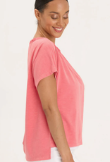 Wearables Wearables Salmon Pink  Boat Neck Short Sleeve Top LH