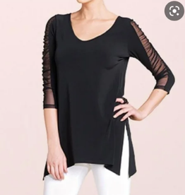 Clara Sunwoo Clara Sunwoo Black 3/4 Mesh Sleeve Side Slip Top