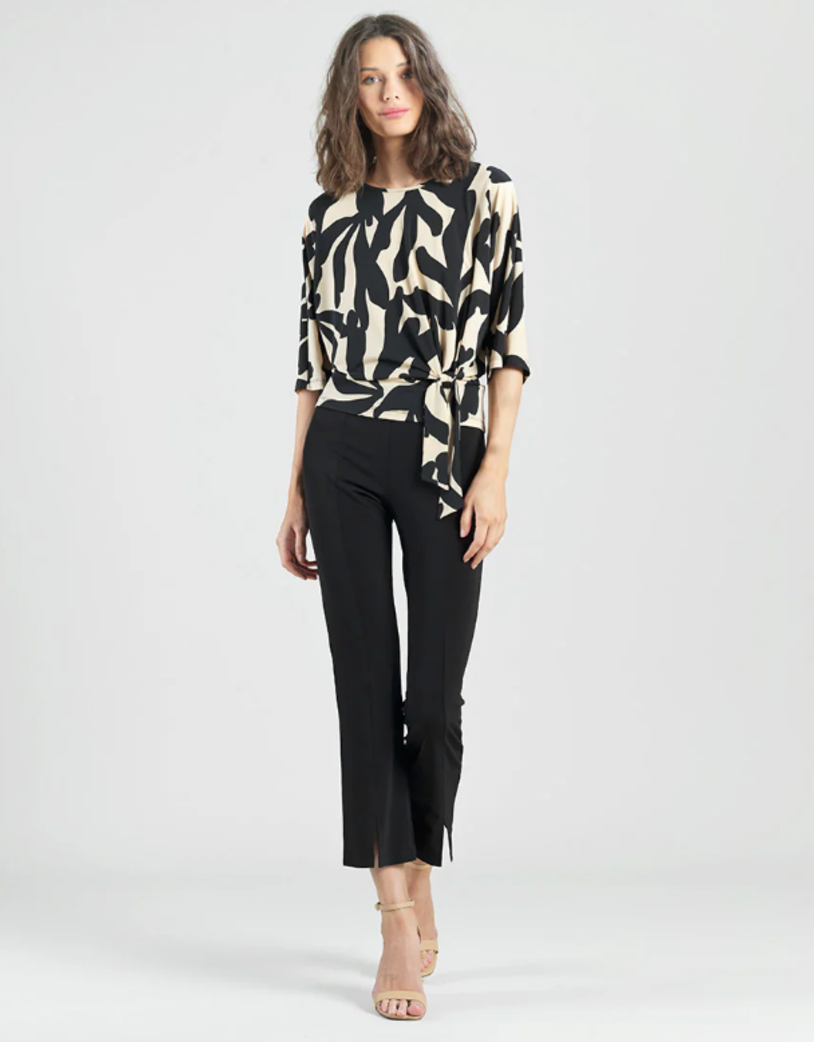 Clara Sunwoo Clara Sunwoo Black/Beige Leaf Print Side Tie Top