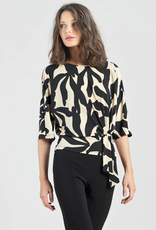 Clara Sunwoo Clara Sunwoo Black/Beige Leaf Print Side Tie Top