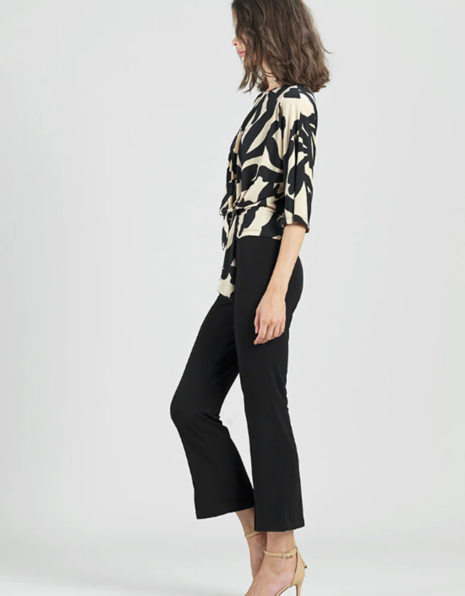 Clara Sunwoo Clara Sunwoo Black/Beige Leaf Print Side Tie Top