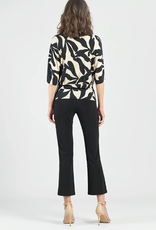 Clara Sunwoo Clara Sunwoo Black/Beige Leaf Print Side Tie Top