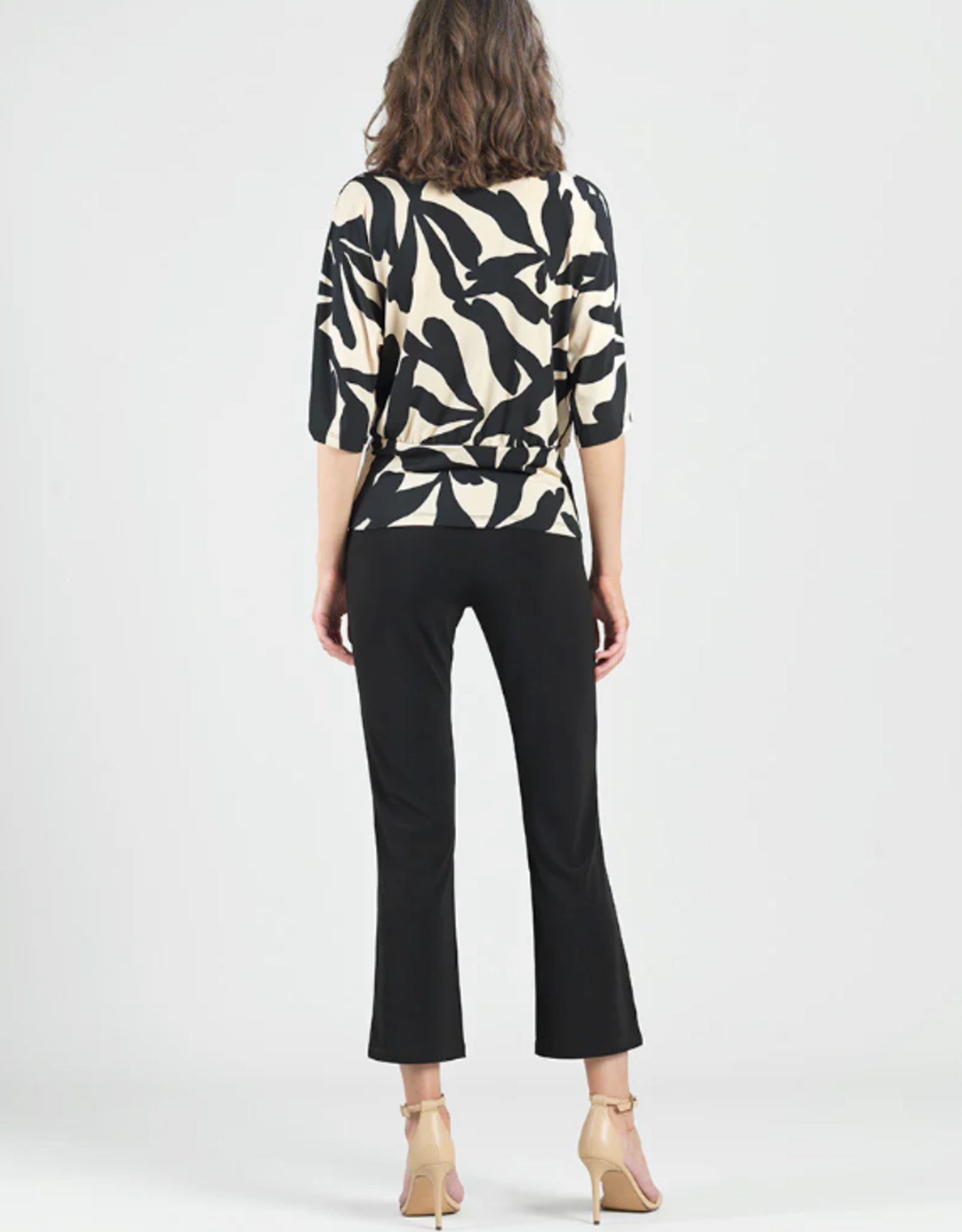 Clara Sunwoo Clara Sunwoo Black/Beige Leaf Print Side Tie Top