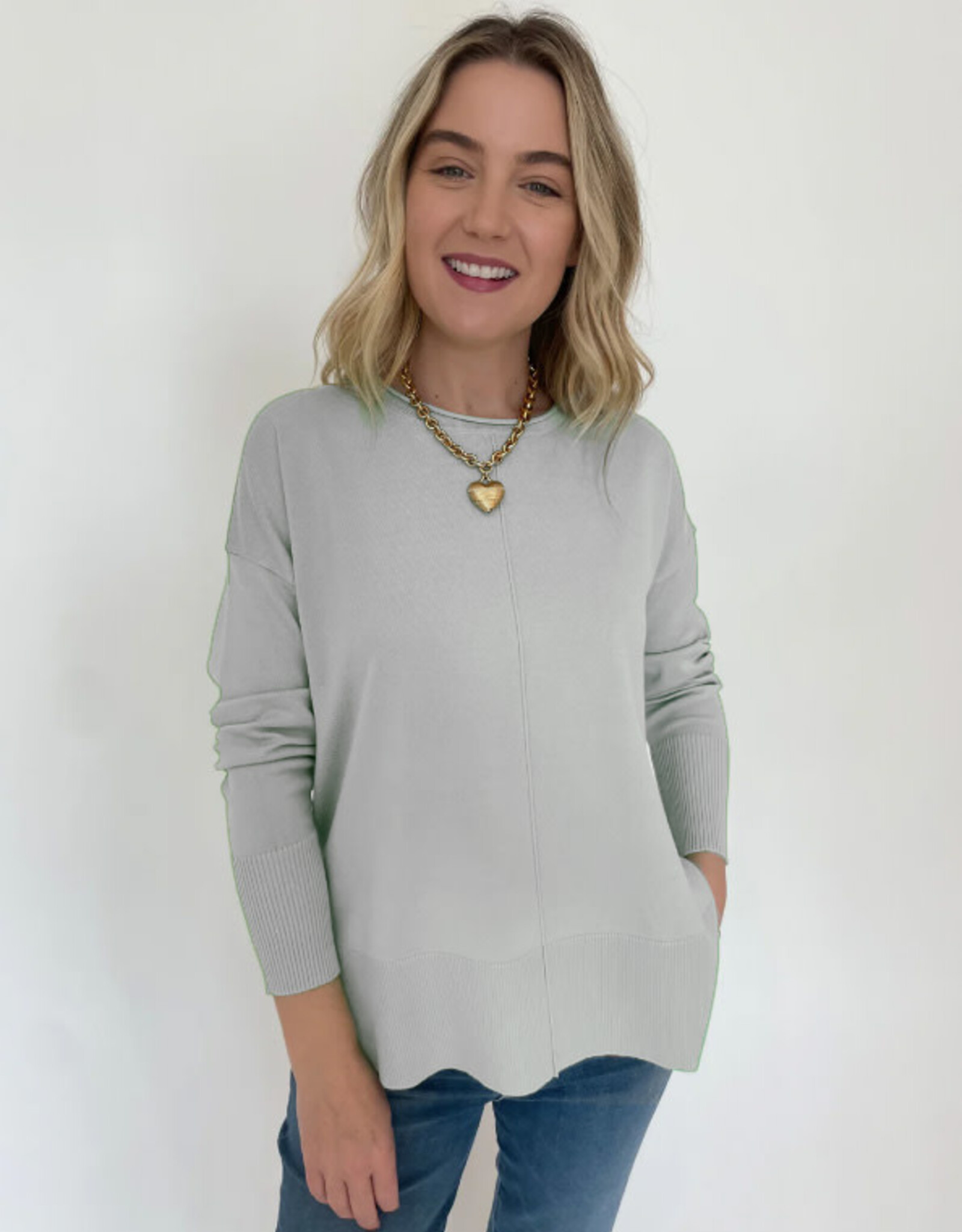 Metric Knits Metric Knits Pearl Grey Long Sleeve Sweater Top