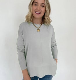 Metric Knits Metric Knits Pearl Grey Long Sleeve Sweater Top