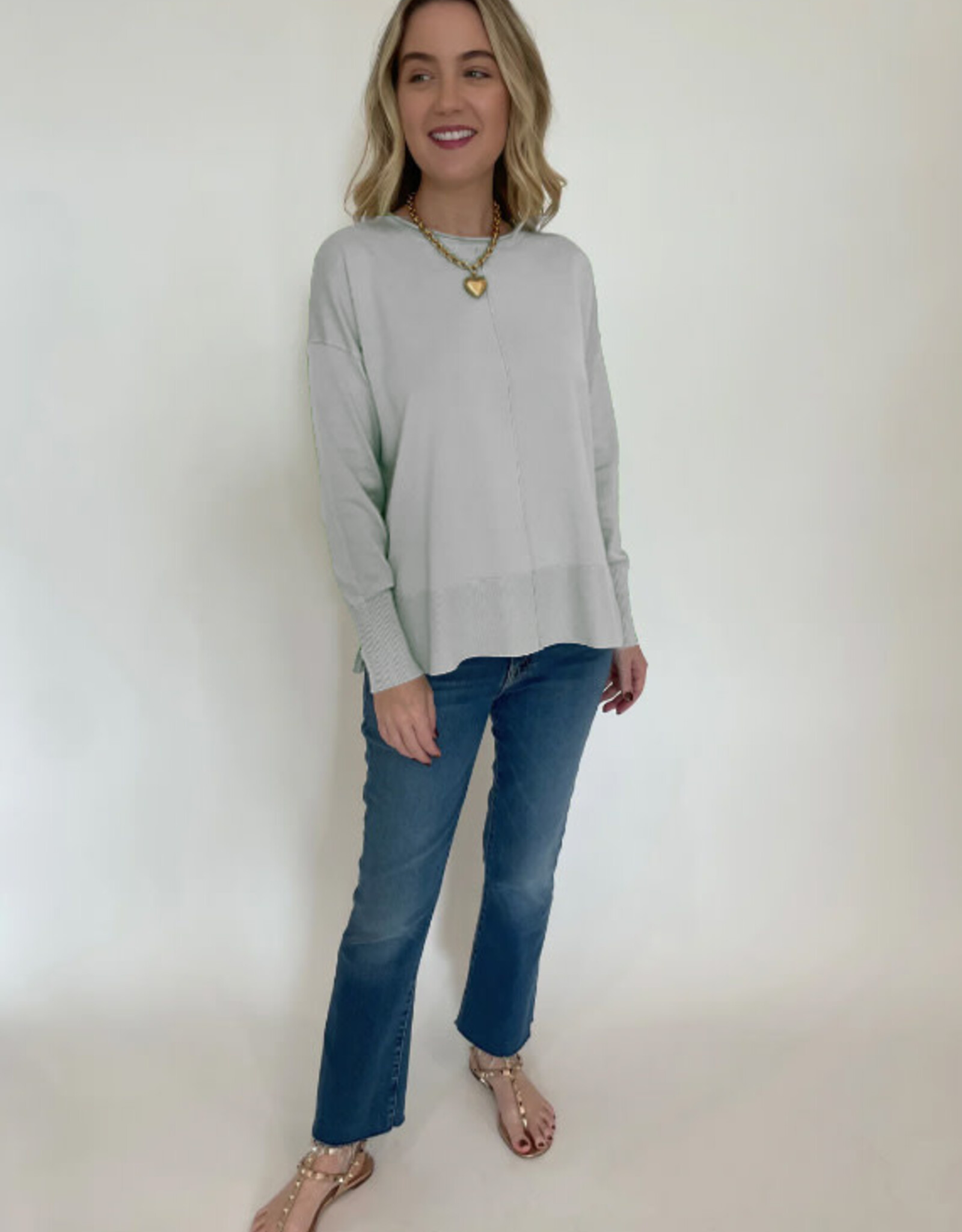 Metric Knits Metric Knits Pearl Grey Long Sleeve Sweater Top
