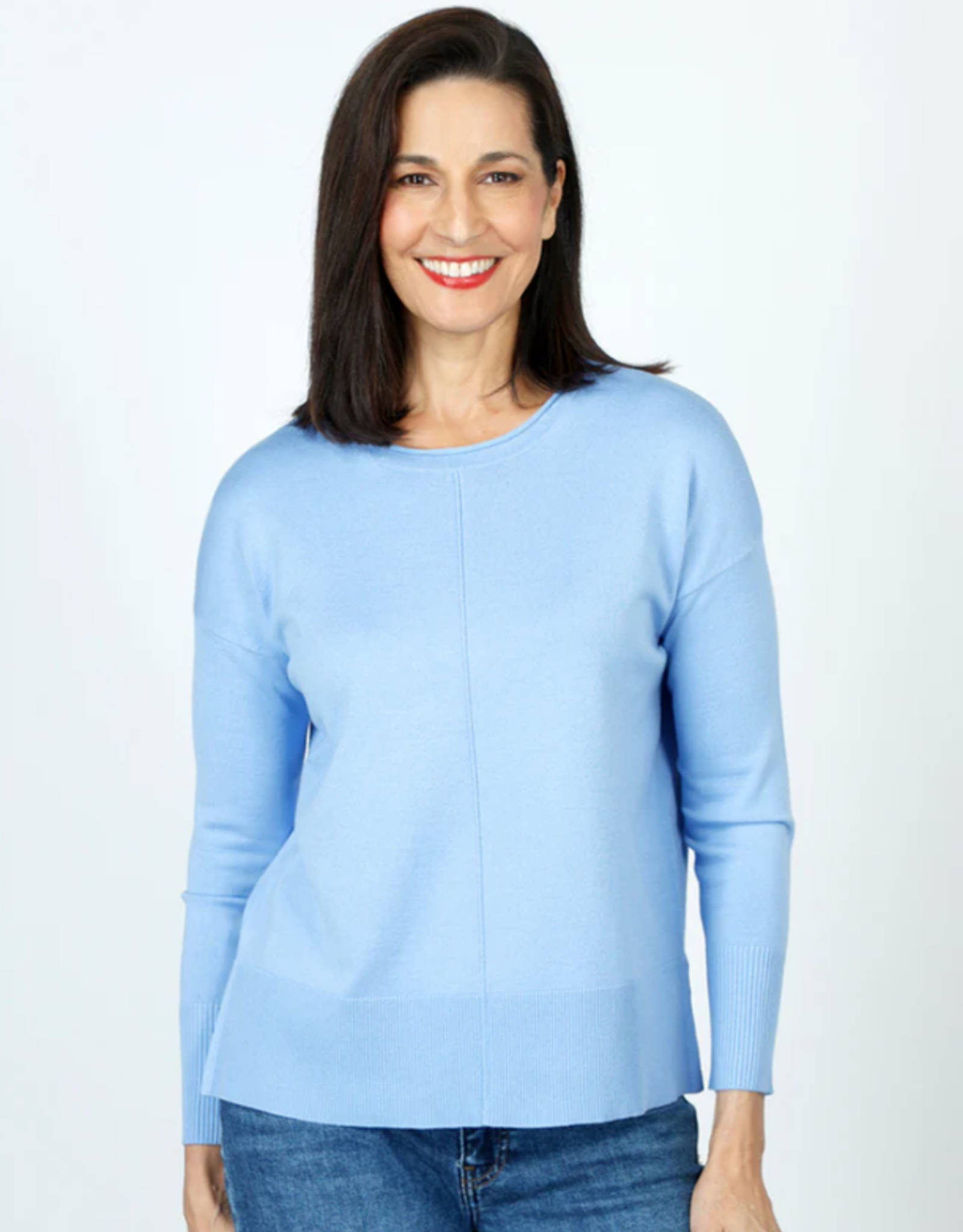 Metric Knits Metric Knits Light Denim Long Sleeve Sweater Top