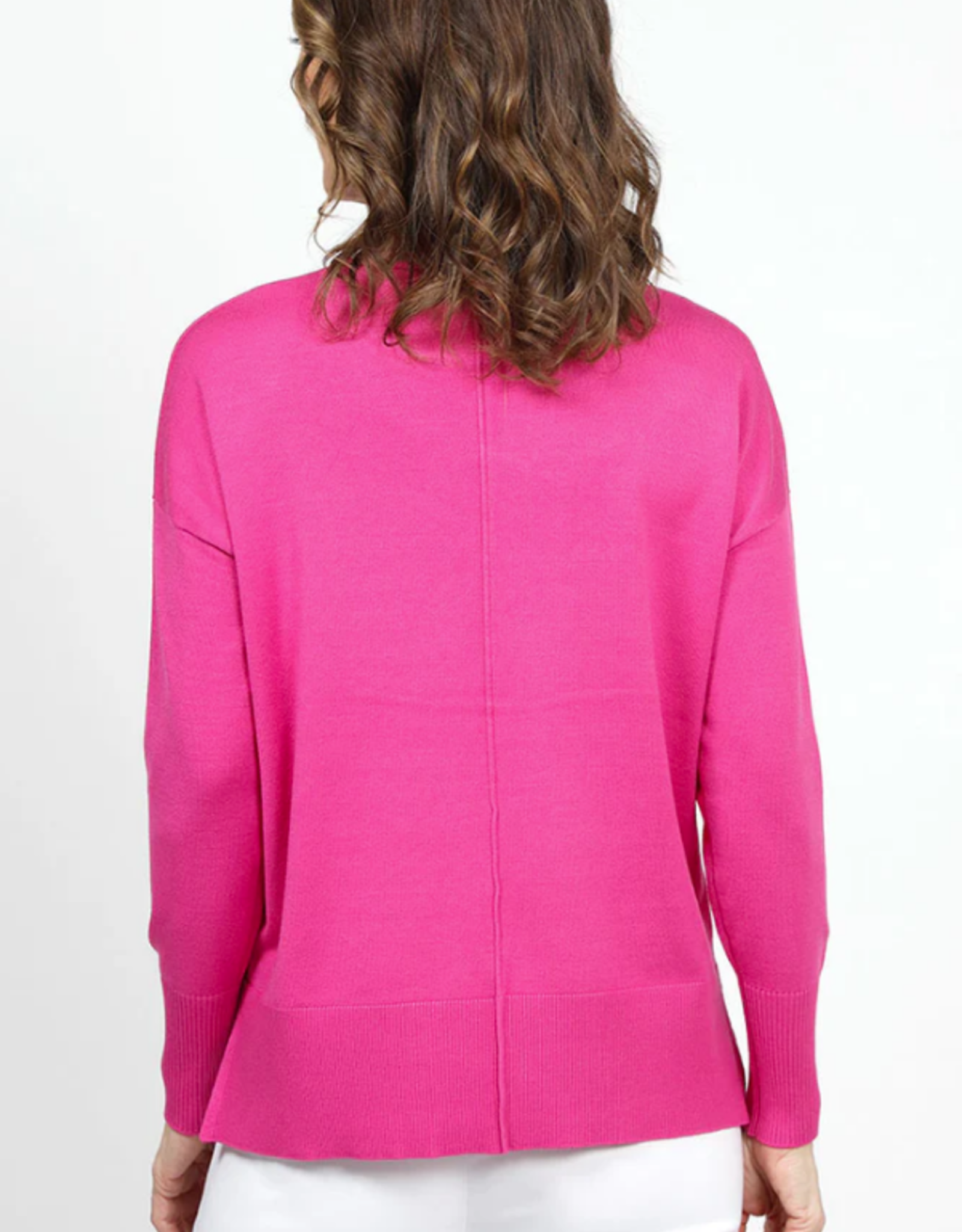 Metric Knits Metric Knits Pink Palm Long Sleeve Sweater Top