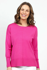 Metric Knits Metric Knits Pink Palm Long Sleeve Sweater Top