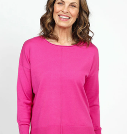 Metric Knits Metric Knits Pink Palm Long Sleeve Sweater Top