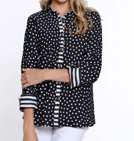 Multiples Multiples Black Button Up 3/4 Sleeve Top CE