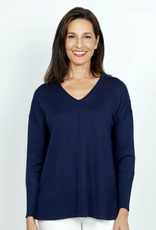 Metric Knits Metric Knits Navy V-Neck Long Sleeve Sweater Top