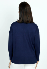 Metric Knits Metric Knits Navy V-Neck Long Sleeve Sweater Top