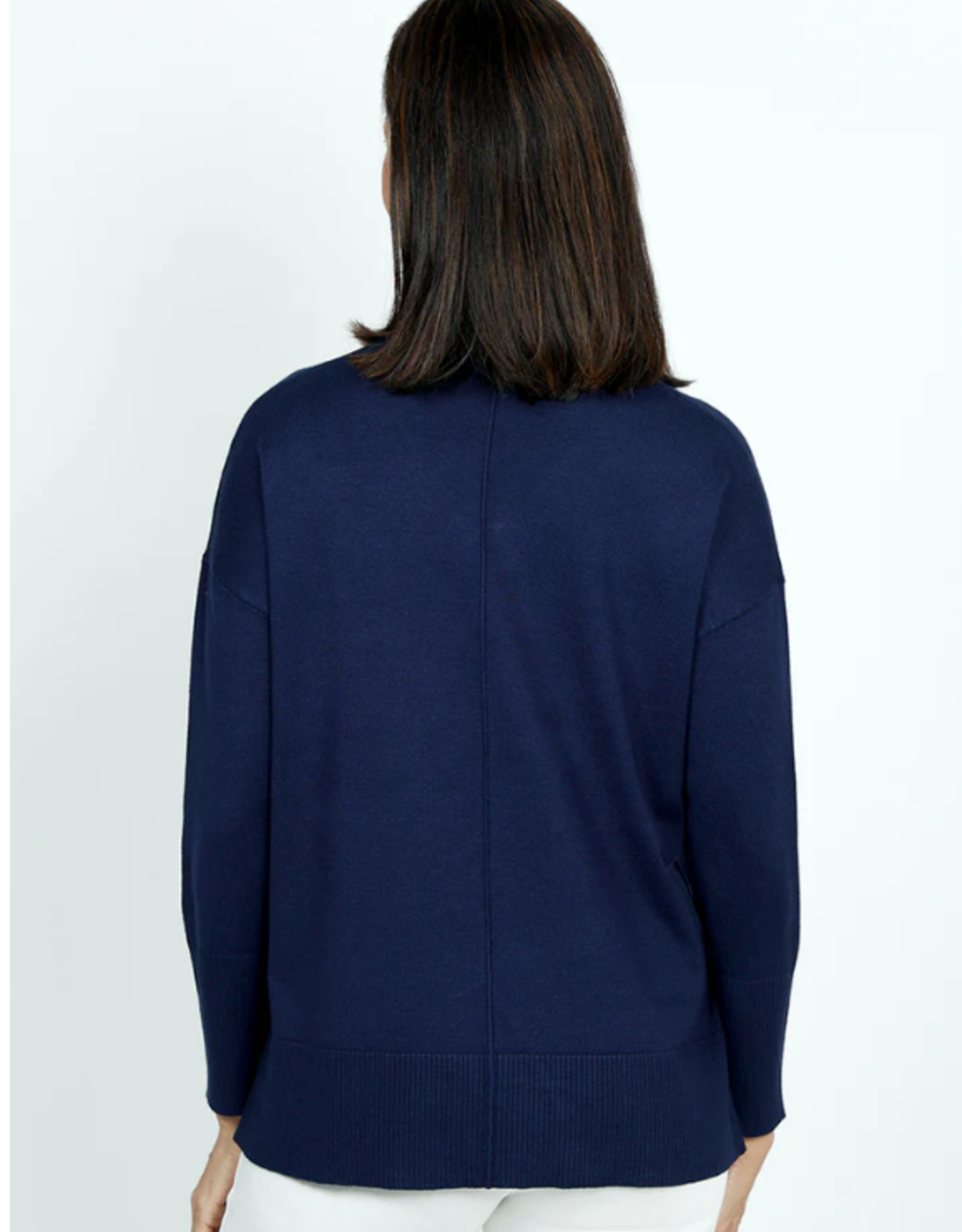 Metric Knits Metric Knits Navy V-Neck Long Sleeve Sweater Top