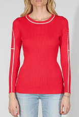 Meteric Knits Metric Knits Fiery Red w/Contrast Ribbed L/S Top