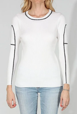 Meteric Knits Metric Knits White w/Contrast Ribbed L/S Top