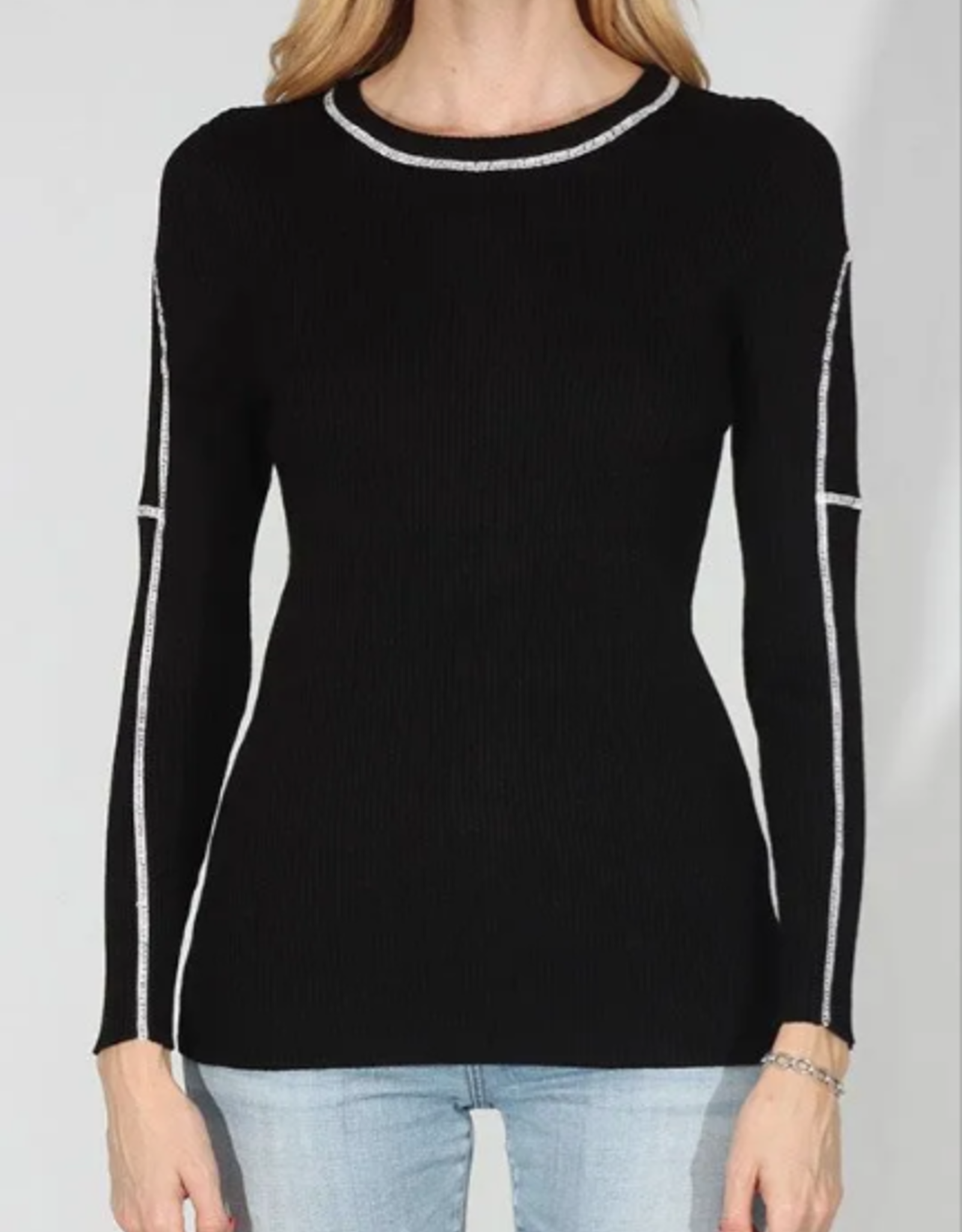 Meteric Knits Metric Knits Black w/Contrast Ribbed L/S Top
