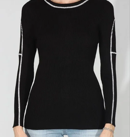 Meteric Knits Metric Knits Black w/Contrast Ribbed L/S Top