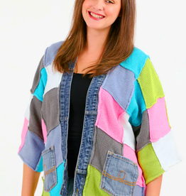 Shannon Passero Shannon Passero Multi Patched Knit w/Denim Acct Cardigan