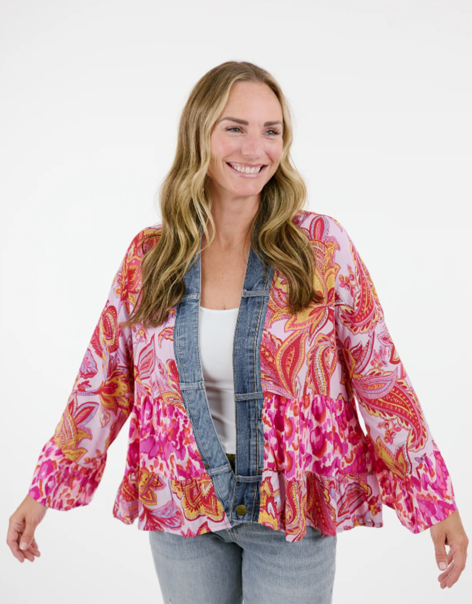 Shannon Passero Shannon Passero Patched w/Denim Acct. L/S Cardigan AS
