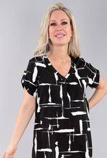 Michael Tyler Michael Tyler Blk/Wht V-Neck 3/4 Sleeve Top AS
