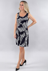 Michael Tyler Michael Tyler Navy/White Zig-Zag Print Sleeveless Dress