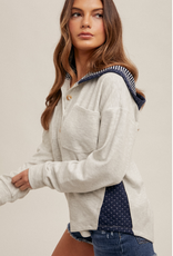 Hem & Thread Hem & Thread Light Grey Brushed Jersey Hooded L/S Pullover LC