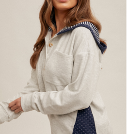 Hem & Thread Hem & Thread Light Grey Brushed Jersey Hooded L/S Pullover LC