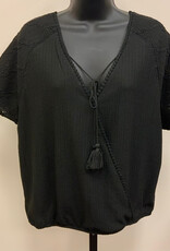 Tribal Tribal Black REVERSIBLE Knit Detail Crew Neck S/S